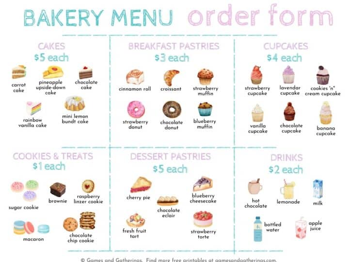 Free Bakery Dramatic Play Printables for Kids - Games and Gatherings