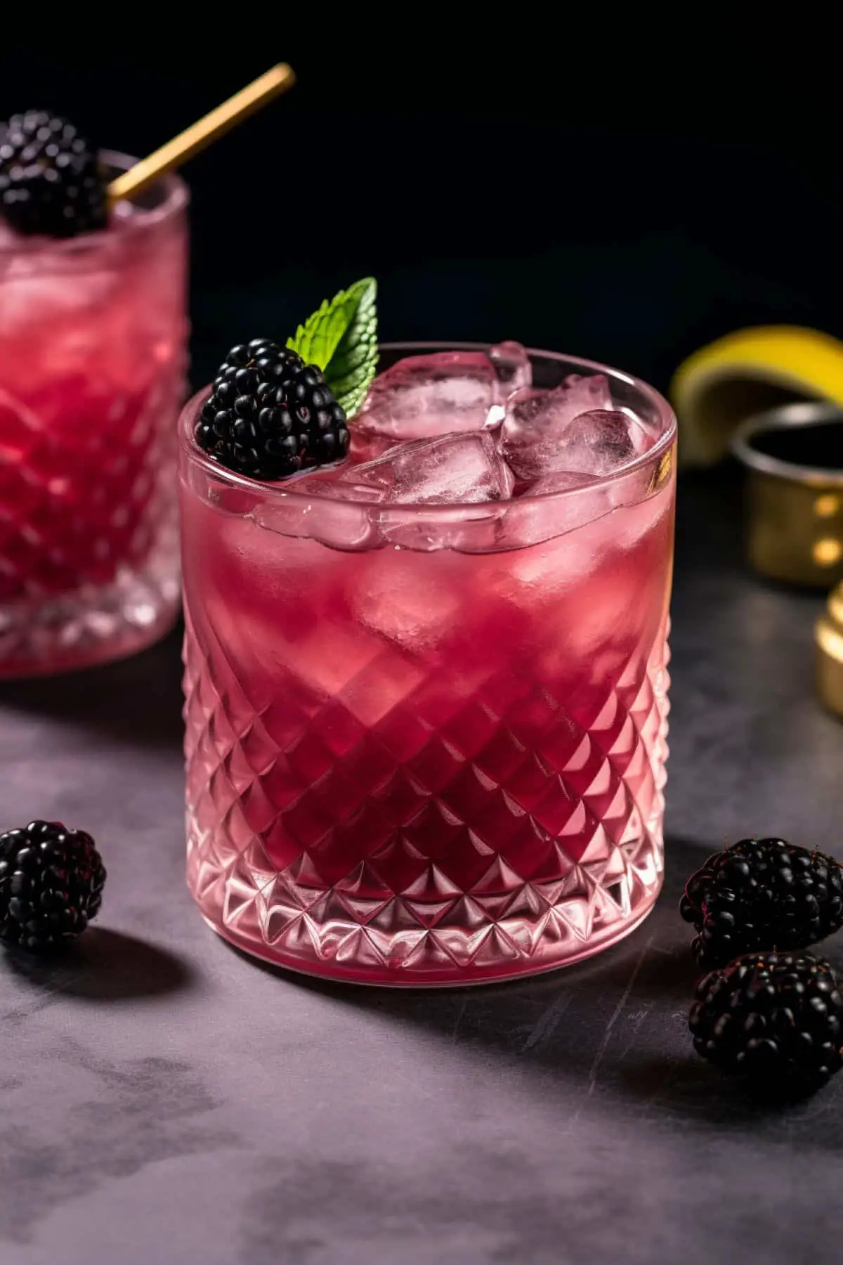 A blackberry gin cocktail.