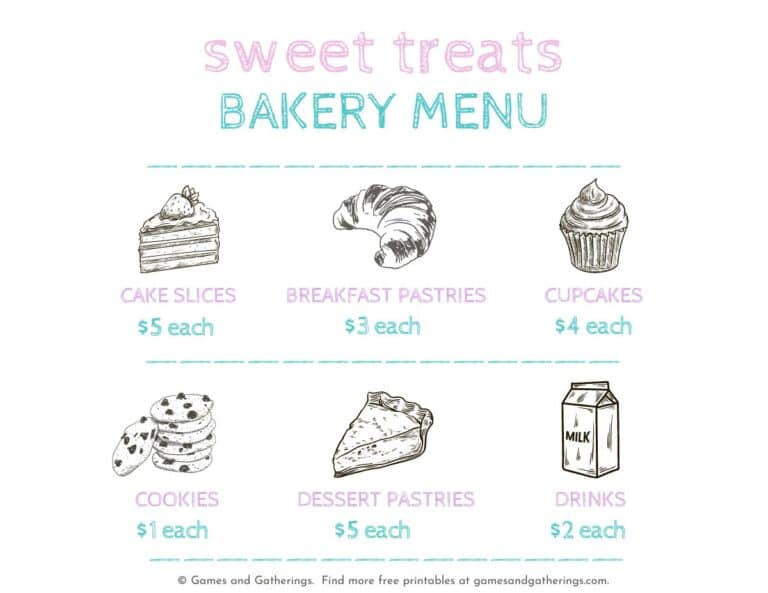Free Bakery Dramatic Play Printables for Kids - Games and Gatherings