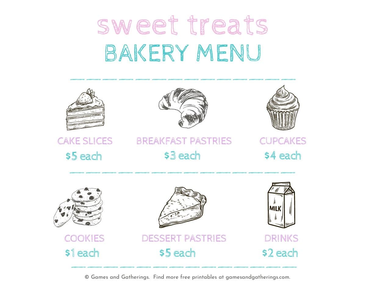 Free Bakery Dramatic Play Printables For Kids Games And Gatherings