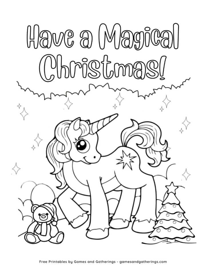 Free Christmas Unicorn Coloring Pages - Games and Gatherings