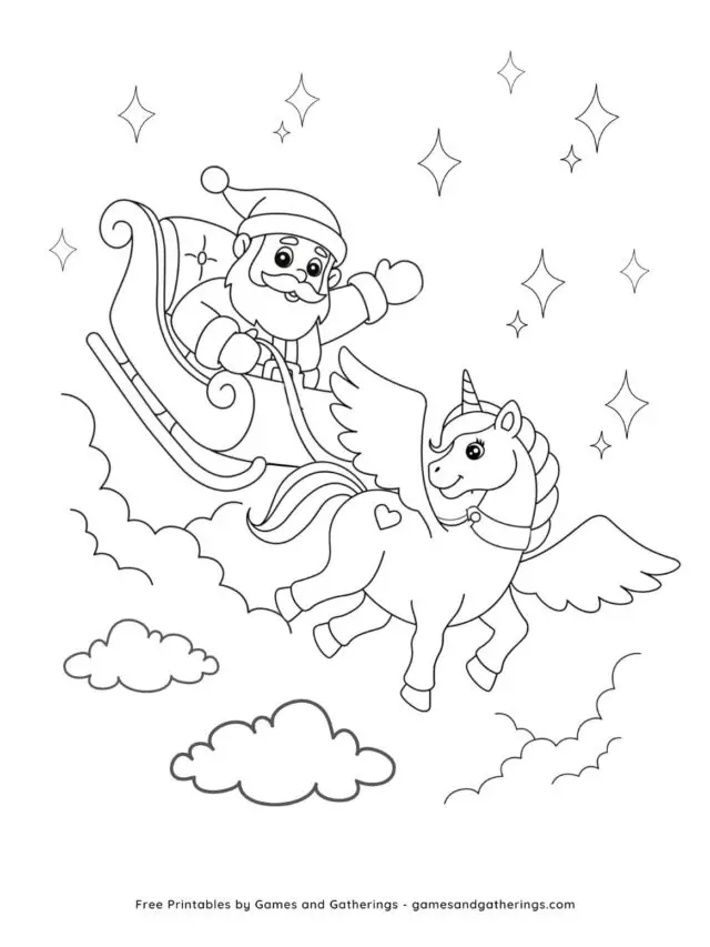 Free Christmas Unicorn Coloring Pages - Games and Gatherings