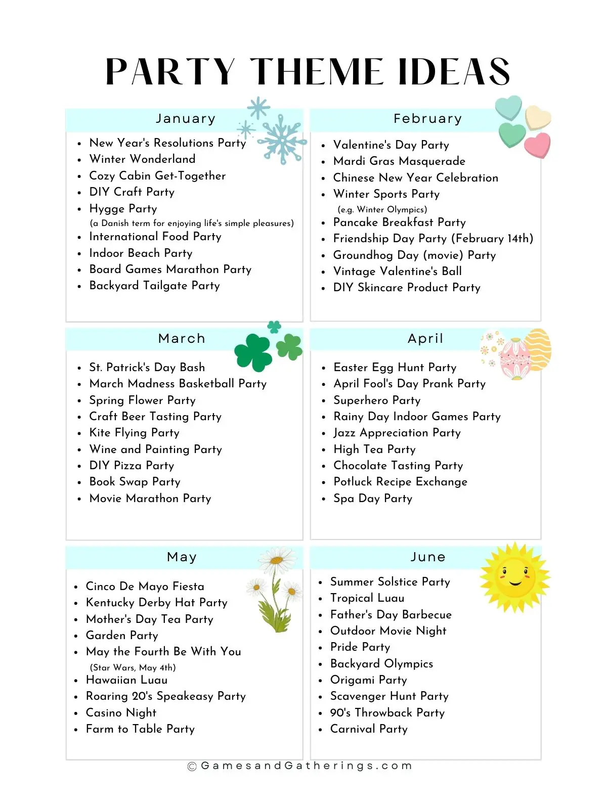 A party planning ideas printable.