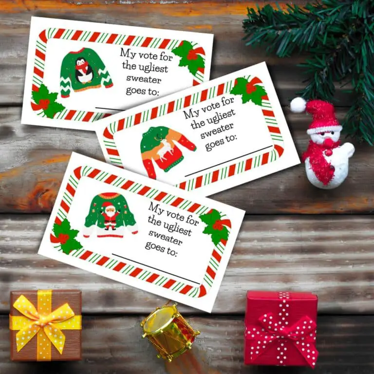 Free Ugly Christmas Sweater Voting Ballots (printable pdf) Games and