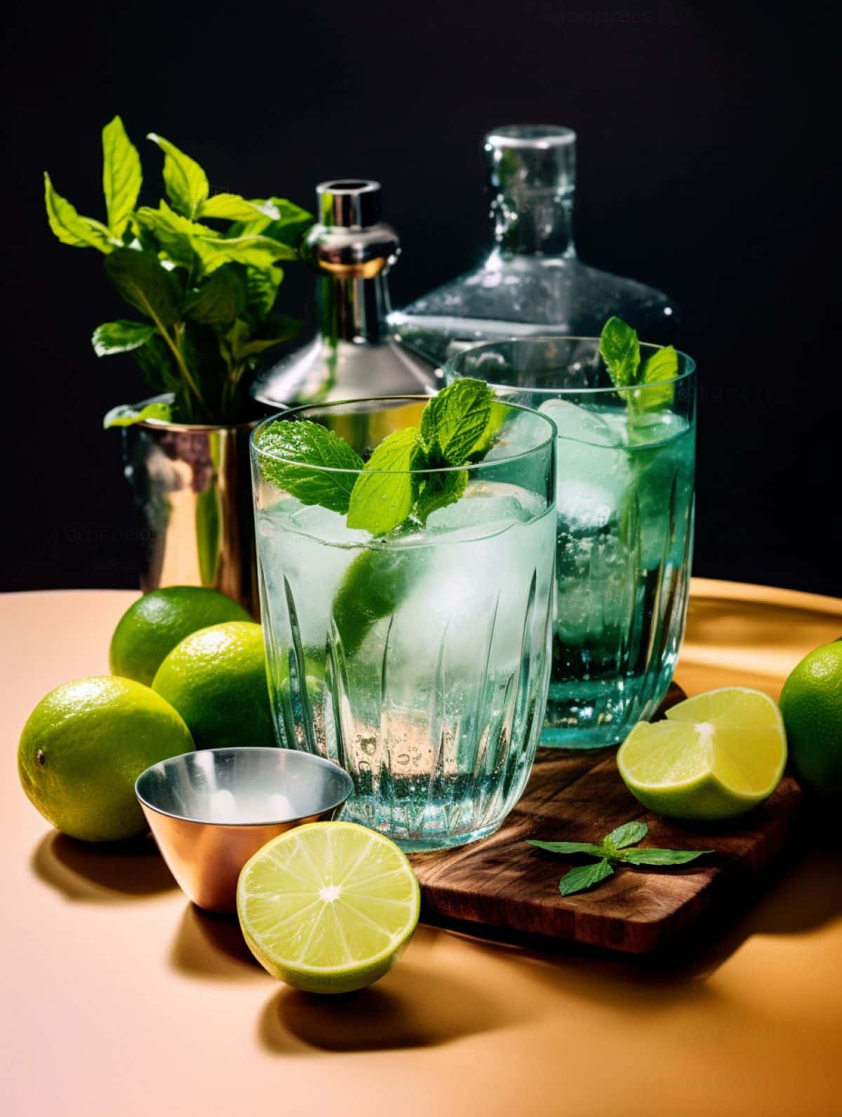 The ingredients to make a gin and elderflower tonic.