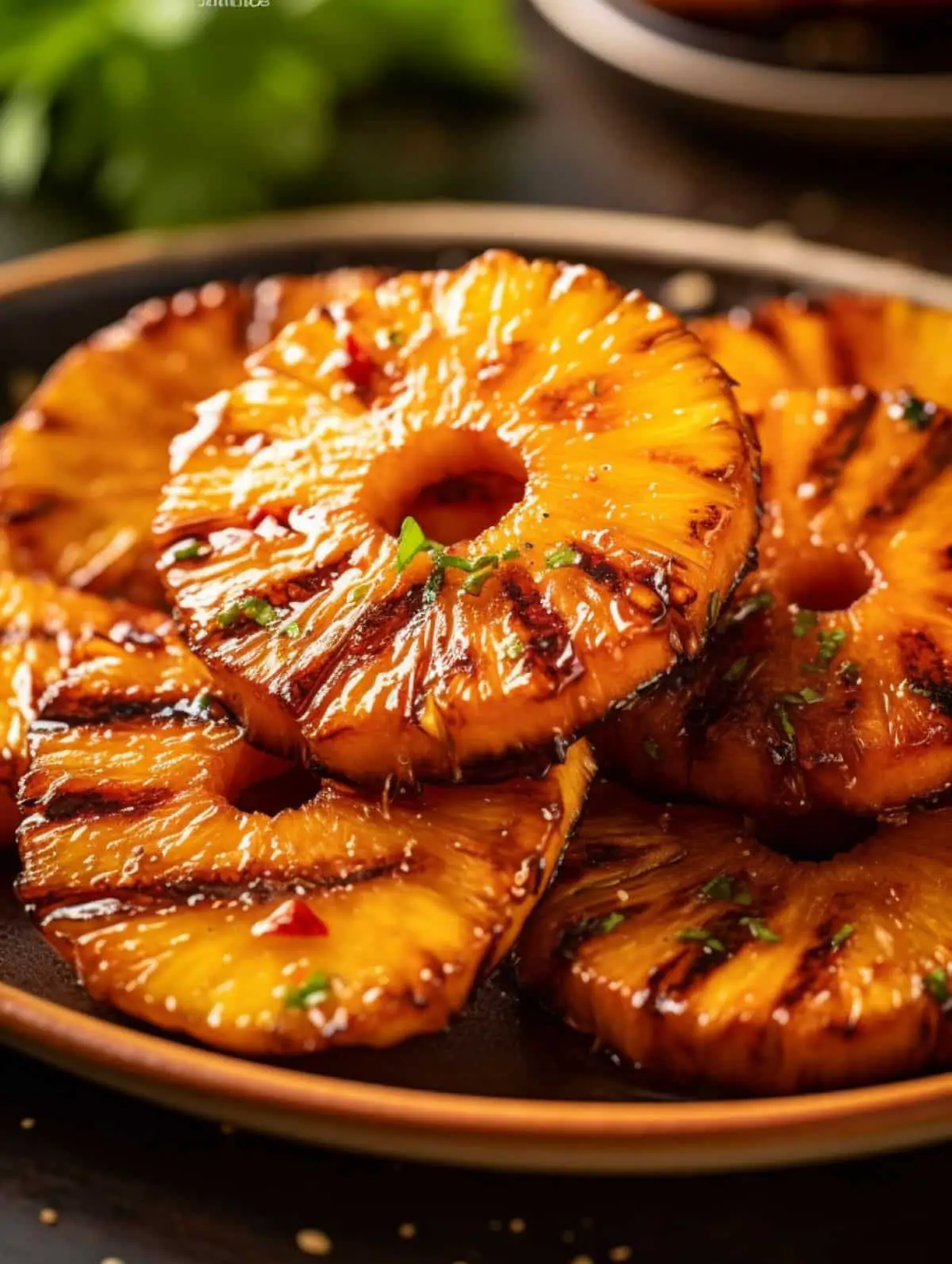 A plate of grilled pineapple.